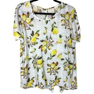 Cynthia Rowley 100% Linen Lemon Blouse sz 1X